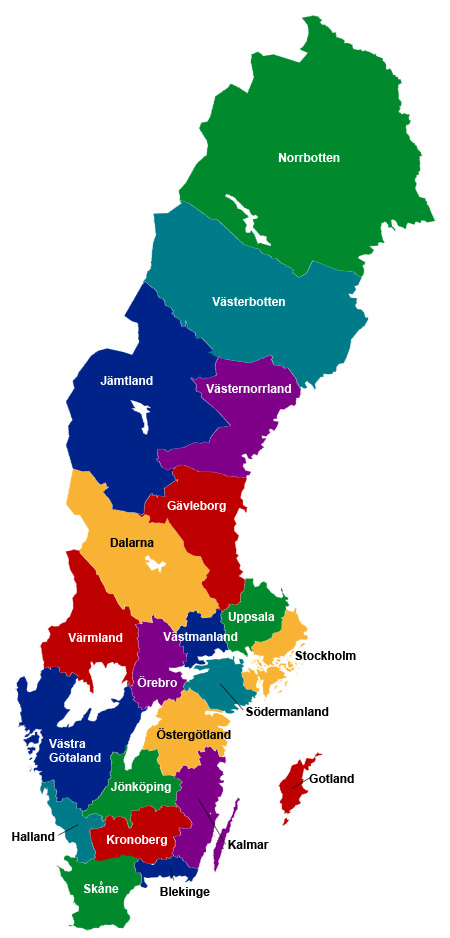 Karta över Sveriges Län